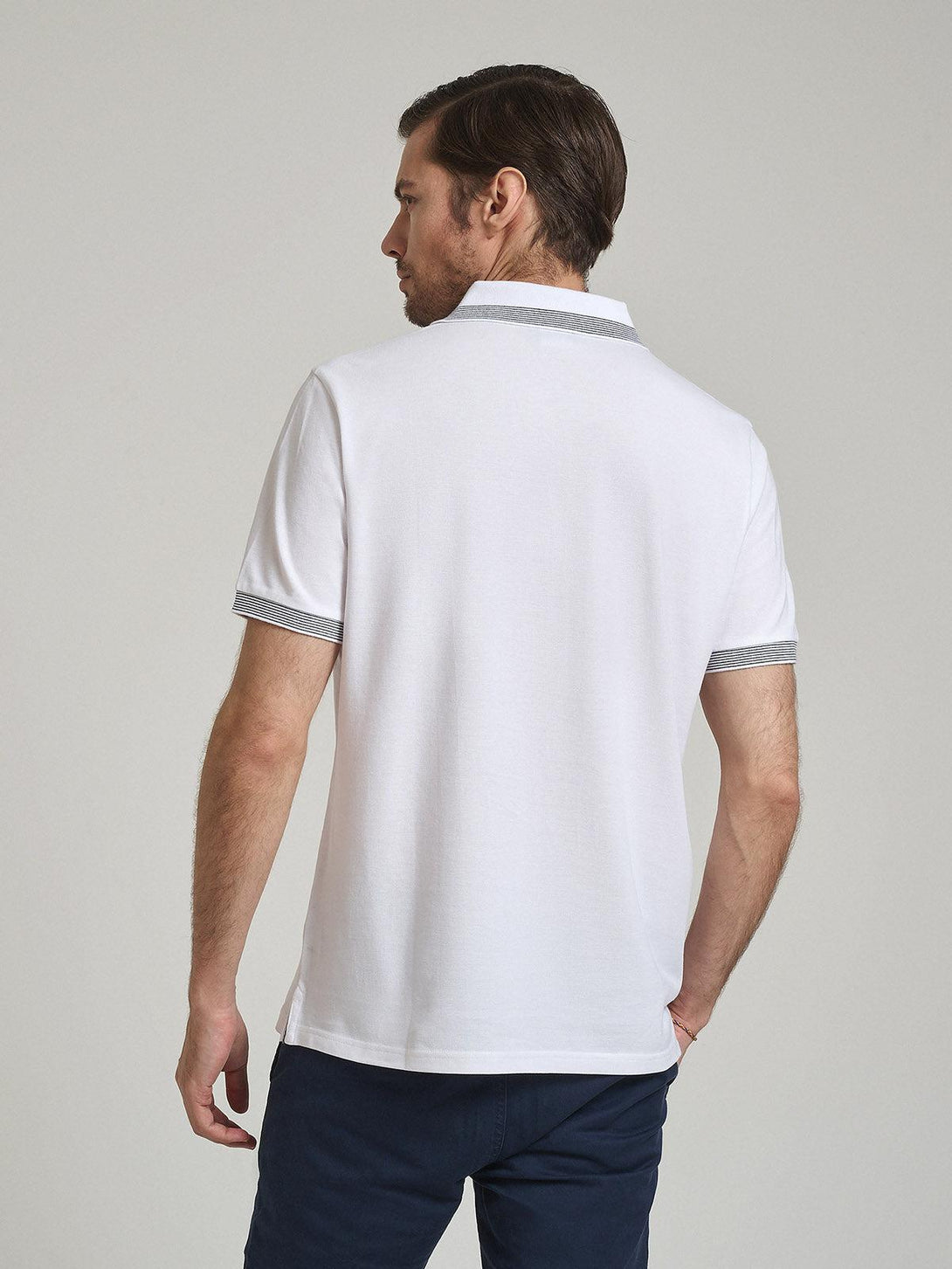 Beverly Hills Polo Club UK-FINE TIPPED POLO SHIRT WHITE