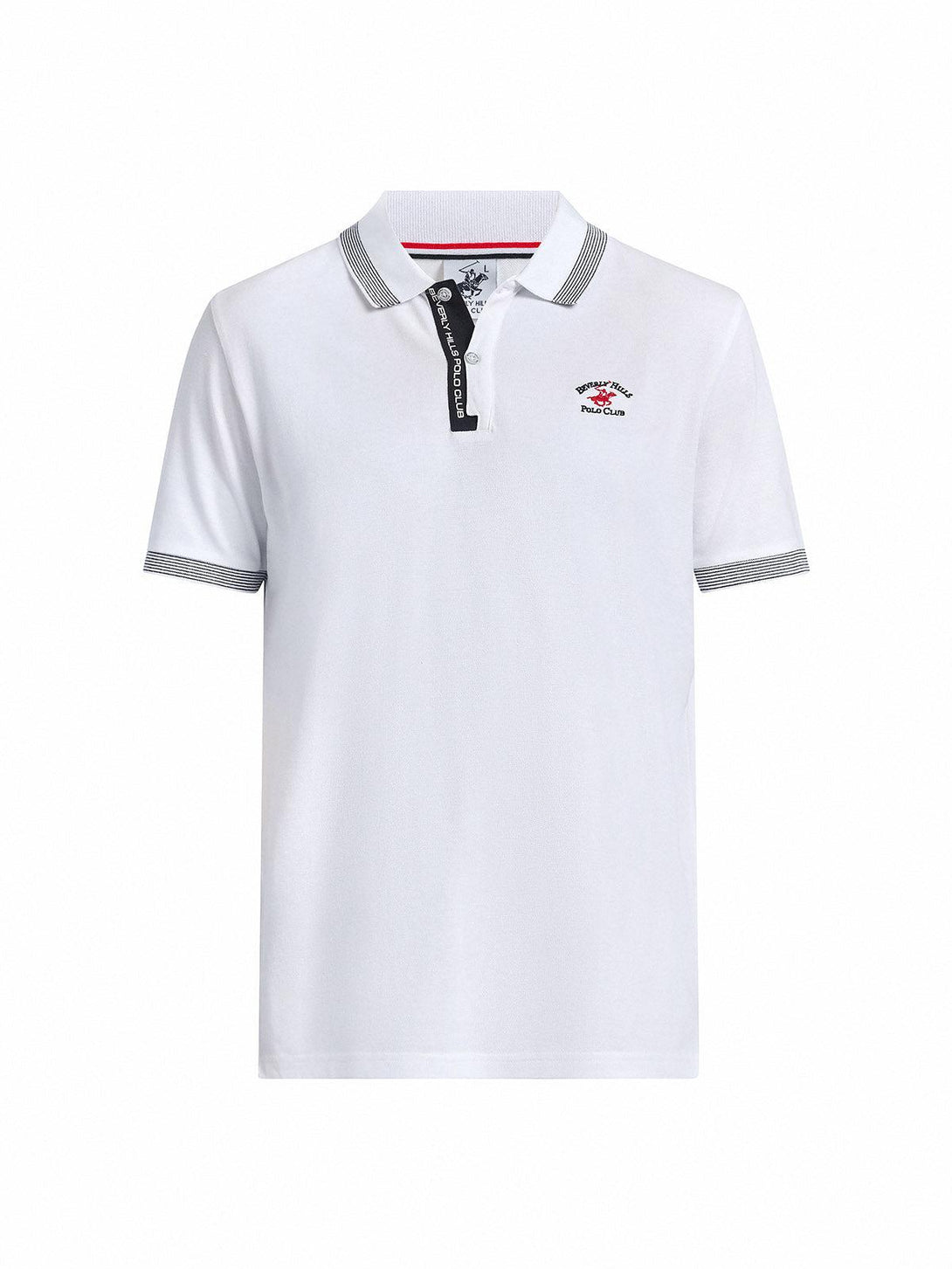 Beverly Hills Polo Club UK-FINE TIPPED POLO SHIRT WHITE