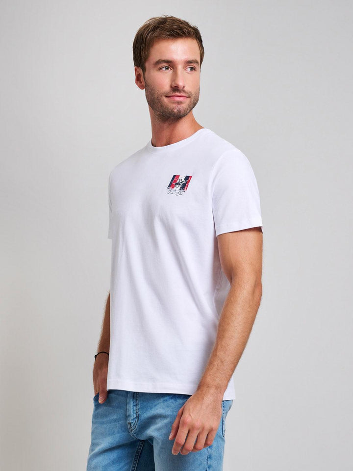 Beverly Hills Polo Club UK-FLAG LOGO MODERN SLIM FIT T-SHIRT GHOST WHITE