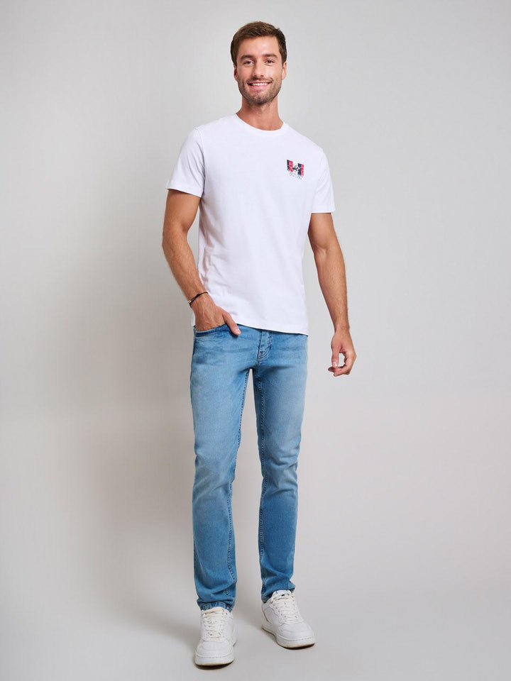 Beverly Hills Polo Club UK-FLAG LOGO MODERN SLIM FIT T-SHIRT GHOST WHITE