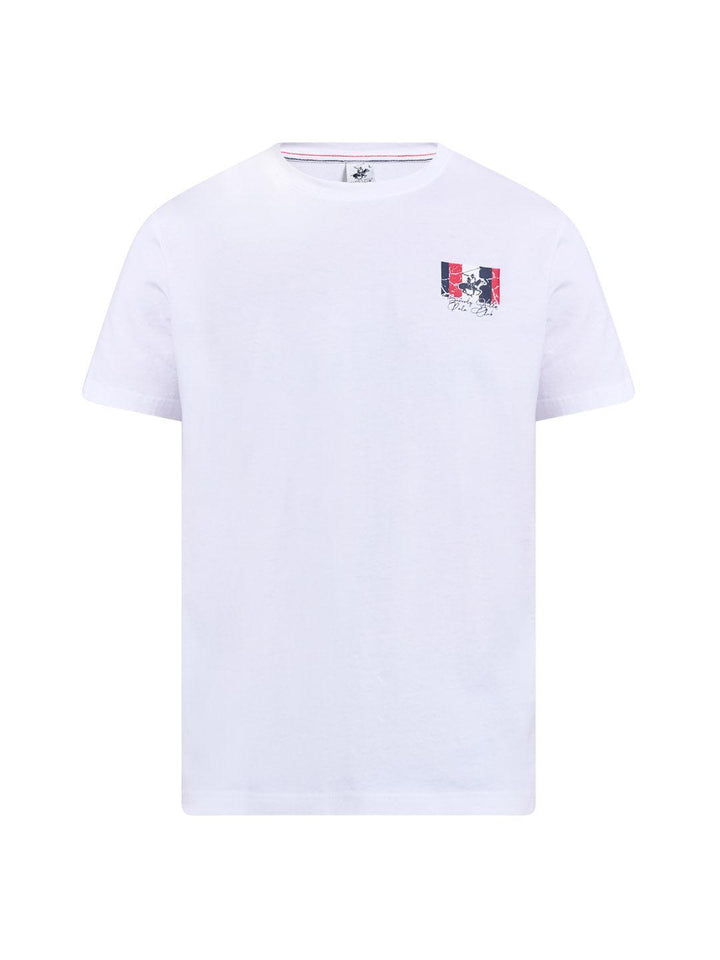 Beverly Hills Polo Club UK-FLAG LOGO MODERN SLIM FIT T-SHIRT GHOST WHITE