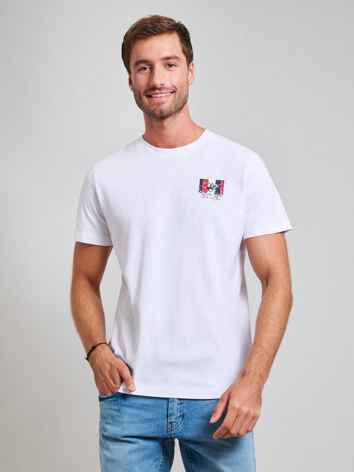 Beverly Hills Polo Club UK-FLAG LOGO MODERN SLIM FIT T-SHIRT GHOST WHITE