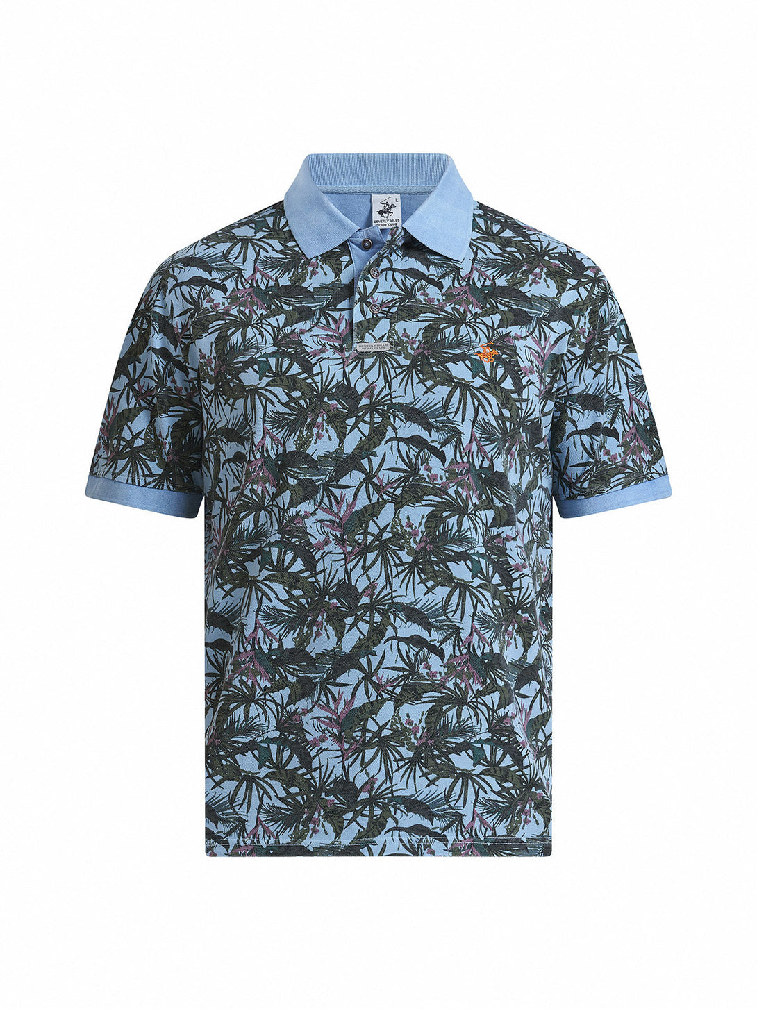 Beverly Hills Polo Club UK-FLORAL PRINT POLO SHIRT BLUE SKY