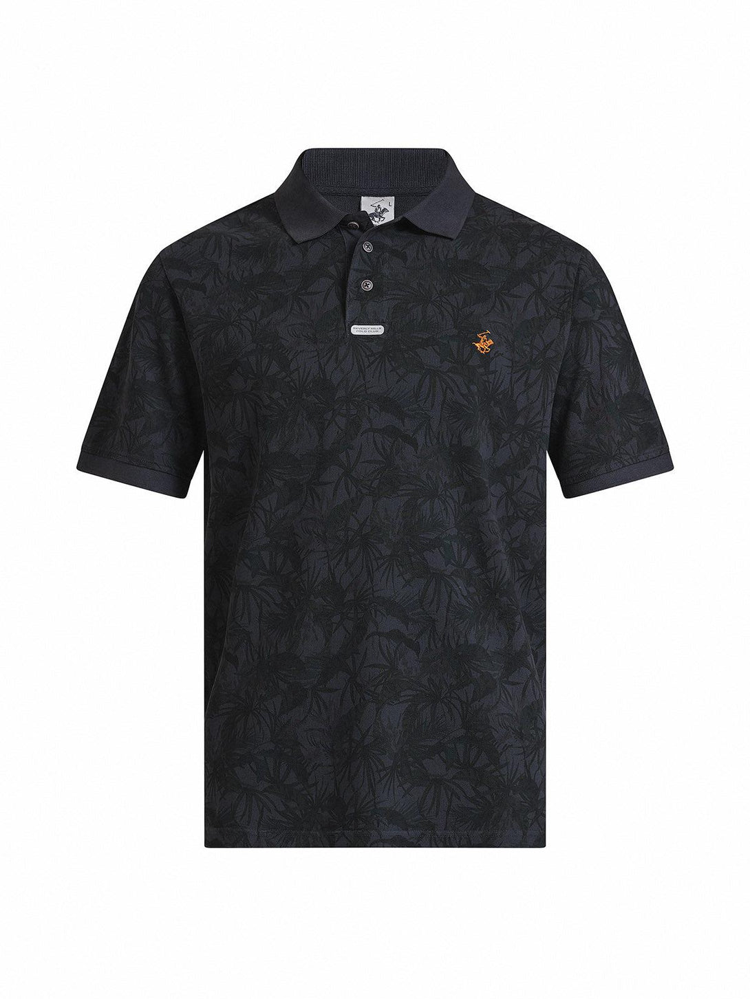 Beverly Hills Polo Club UK-FLORAL PRINT POLO SHIRT NAVY