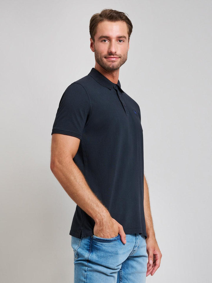 Beverly Hills Polo Club UK-GARMENT DYED MODERN SLIM FIT POLO SHIRT DARK NAVY