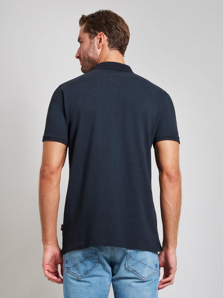 Beverly Hills Polo Club UK-GARMENT DYED MODERN SLIM FIT POLO SHIRT DARK NAVY