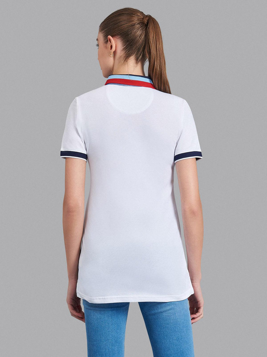 Beverly Hills Polo Club UK-GEOMETRIC COLLAR POLO SHIRT WHITE