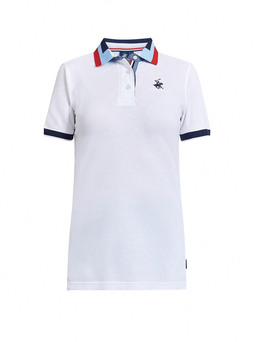 Beverly Hills Polo Club UK-GEOMETRIC COLLAR POLO SHIRT WHITE