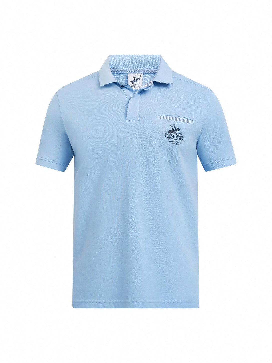 Beverly Hills Polo Club UK-HIDDEN POCKET POLO SHIRT BLUE SKY