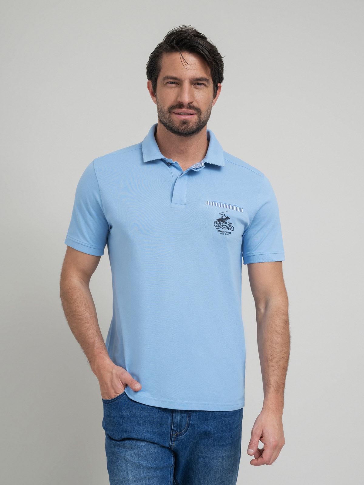 HIDDEN POCKET POLO SHIRT BLUE SKY BEVERLY HILLS POLO CLUB