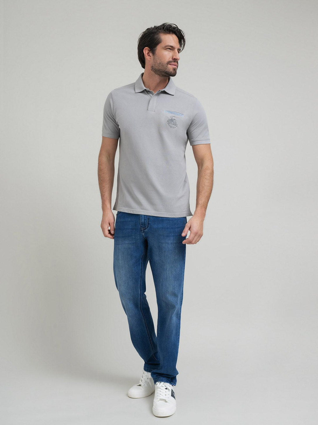 Beverly Hills Polo Club UK-HIDDEN POCKET POLO SHIRT GREY