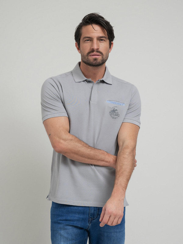 Beverly Hills Polo Club UK-HIDDEN POCKET POLO SHIRT GREY