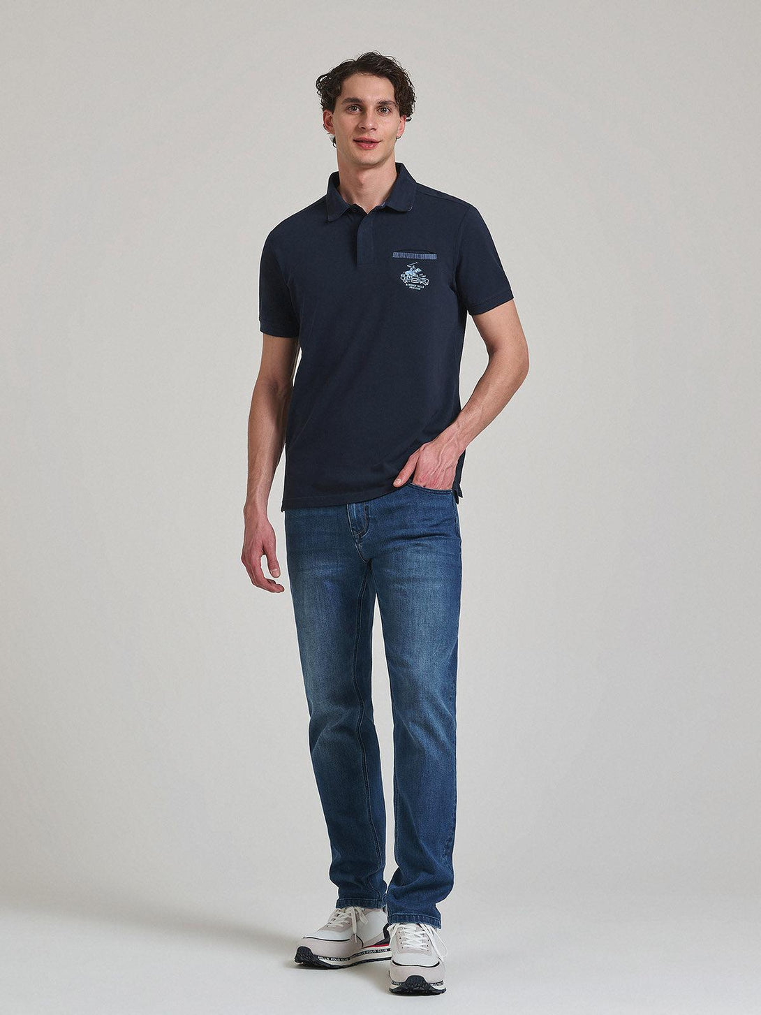 Beverly Hills Polo Club UK-HIDDEN POCKET POLO SHIRT NAVY