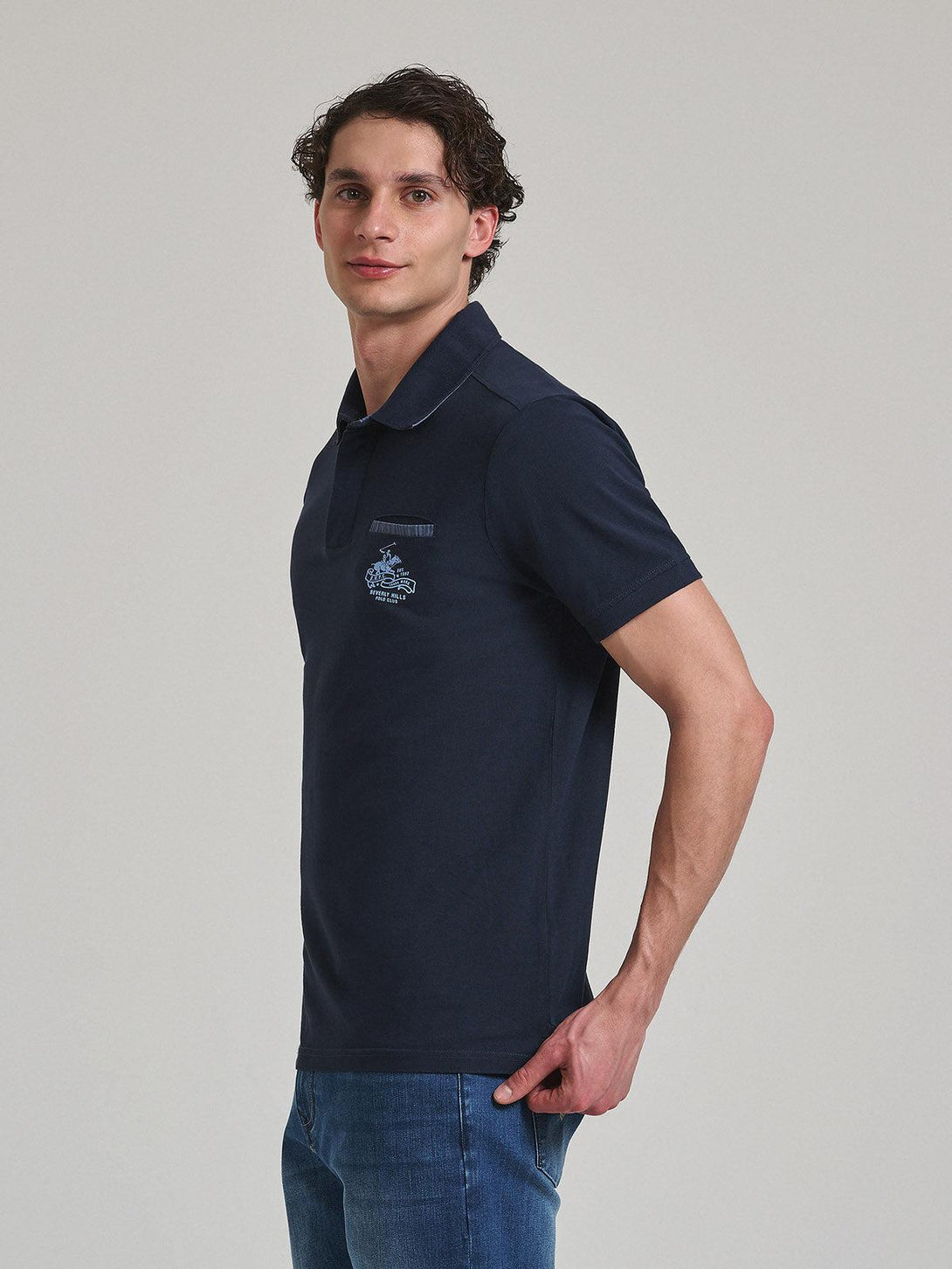 Beverly Hills Polo Club UK-HIDDEN POCKET POLO SHIRT NAVY