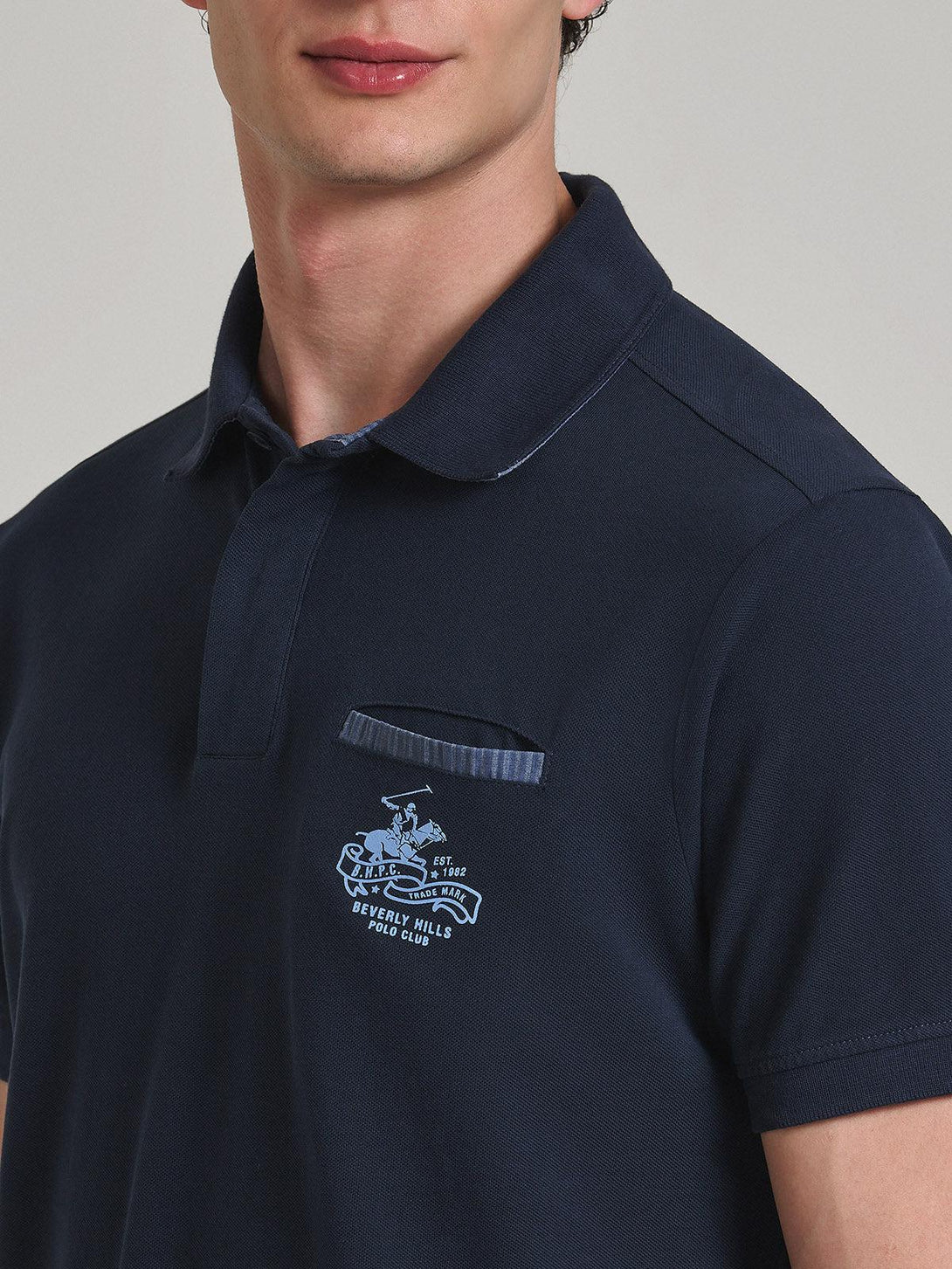 Beverly Hills Polo Club UK-HIDDEN POCKET POLO SHIRT NAVY