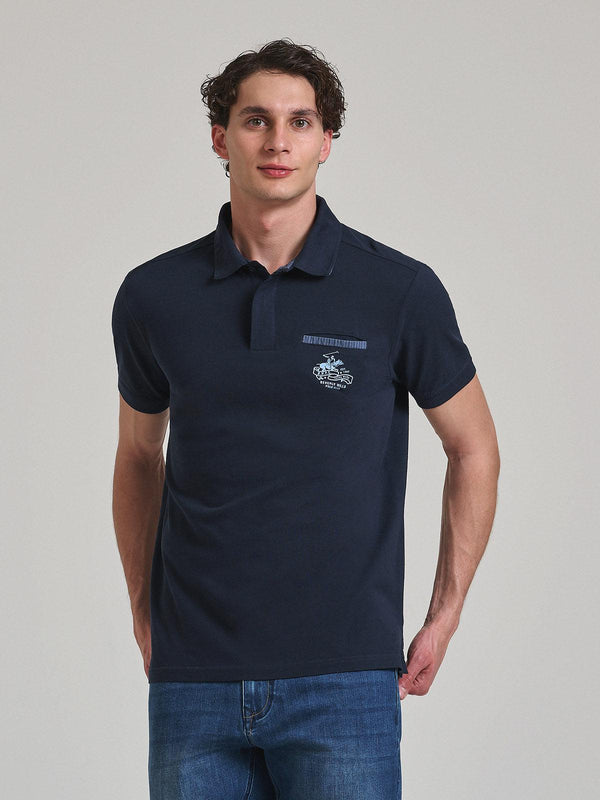 Beverly Hills Polo Club UK-HIDDEN POCKET POLO SHIRT NAVY