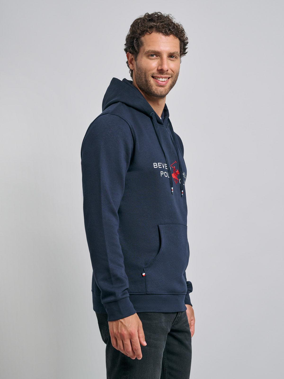 ICON PONY BLOCK LOGO HOODIE NAVY – BEVERLY HILLS POLO CLUB