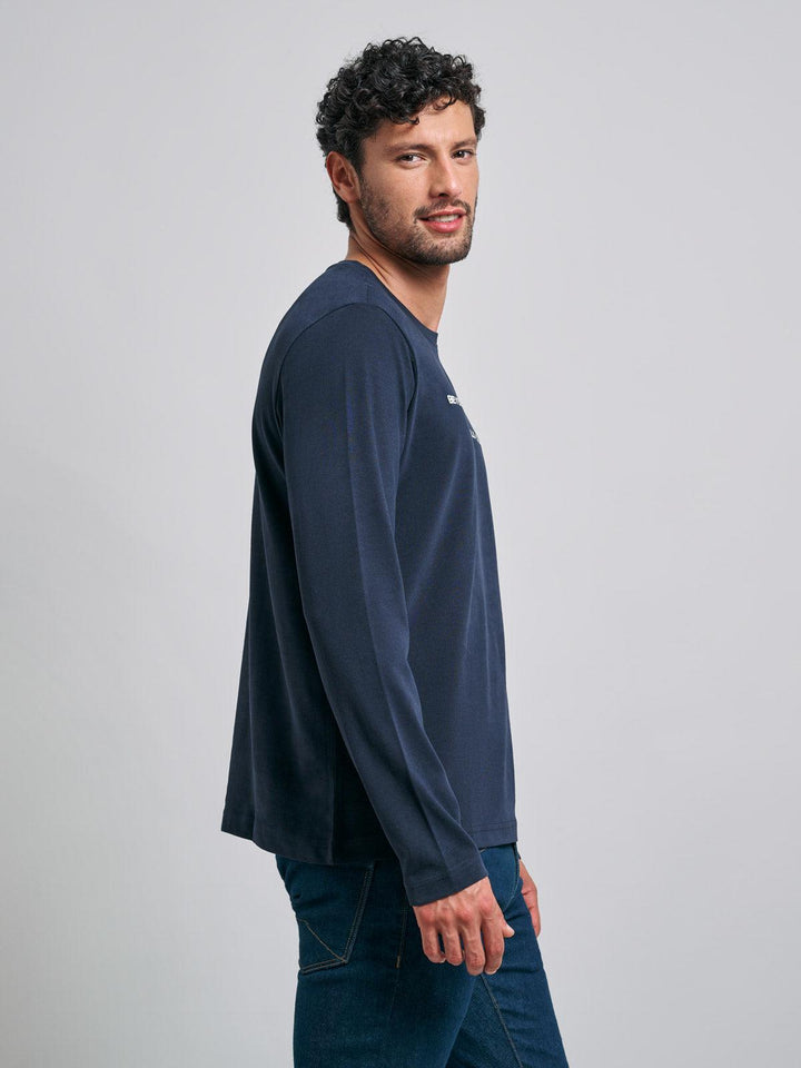 Beverly Hills Polo Club UK-ICON PONY BLOCK LOGO LS T-SHIRT NAVY