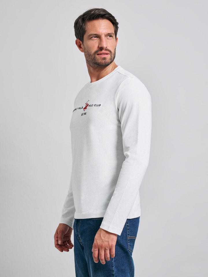 Beverly Hills Polo Club UK-ICON PONY BLOCK LOGO LS T-SHIRT WINTER WHITE
