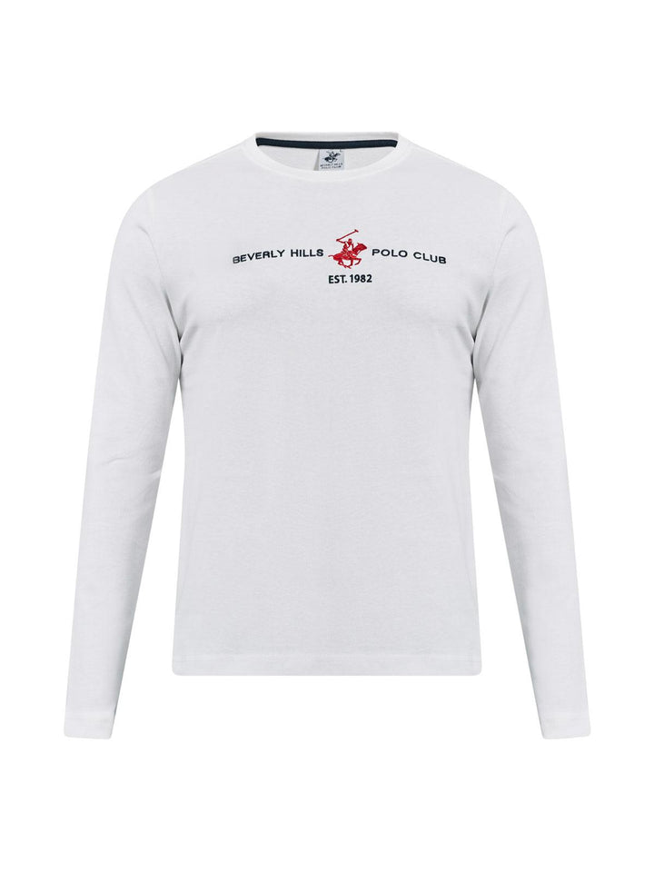 Beverly Hills Polo Club UK-ICON PONY BLOCK LOGO LS T-SHIRT WINTER WHITE
