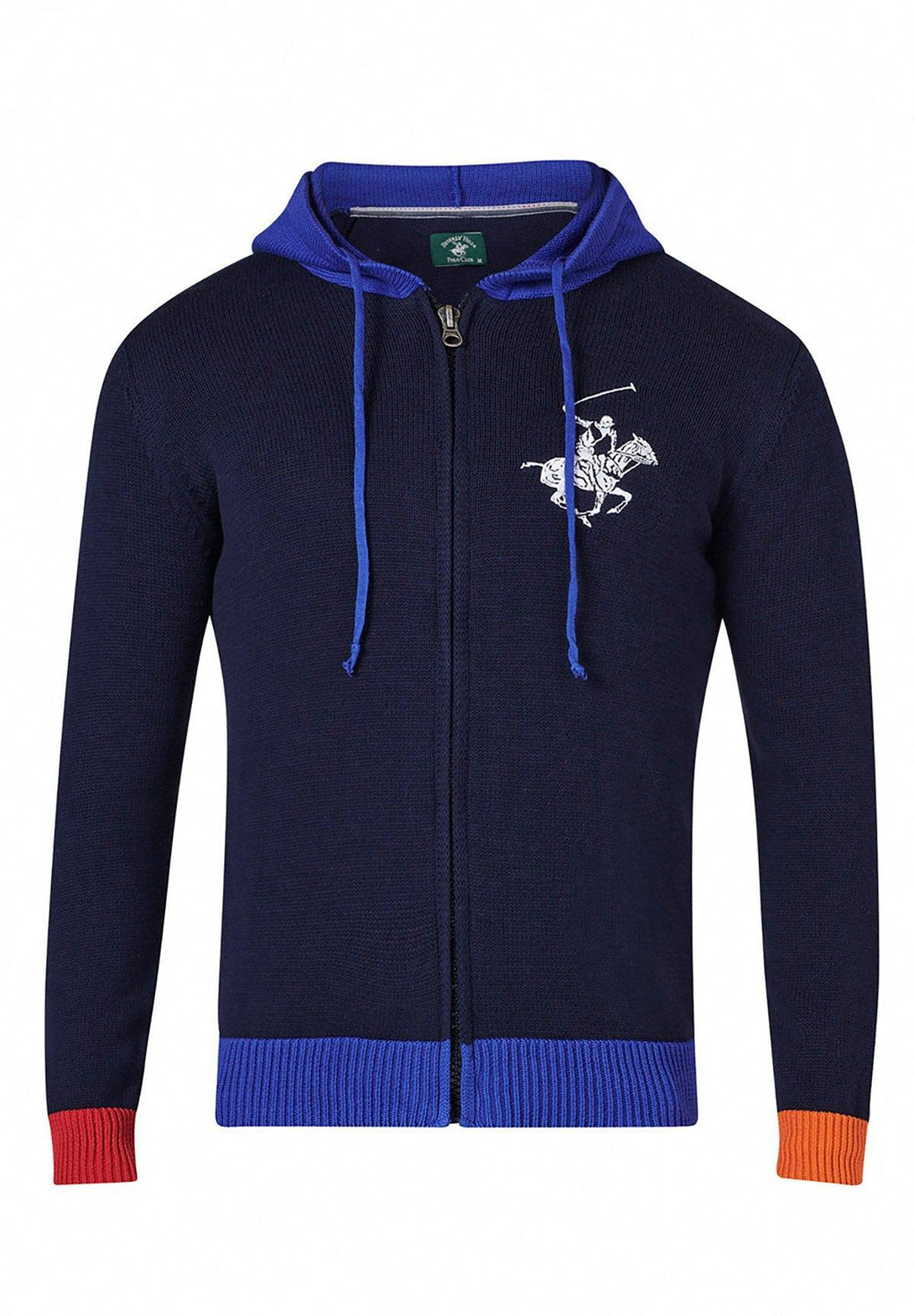 Beverly Hills Polo Club UK-ICON PONY FULL ZIP HOODED KNIT NAVY