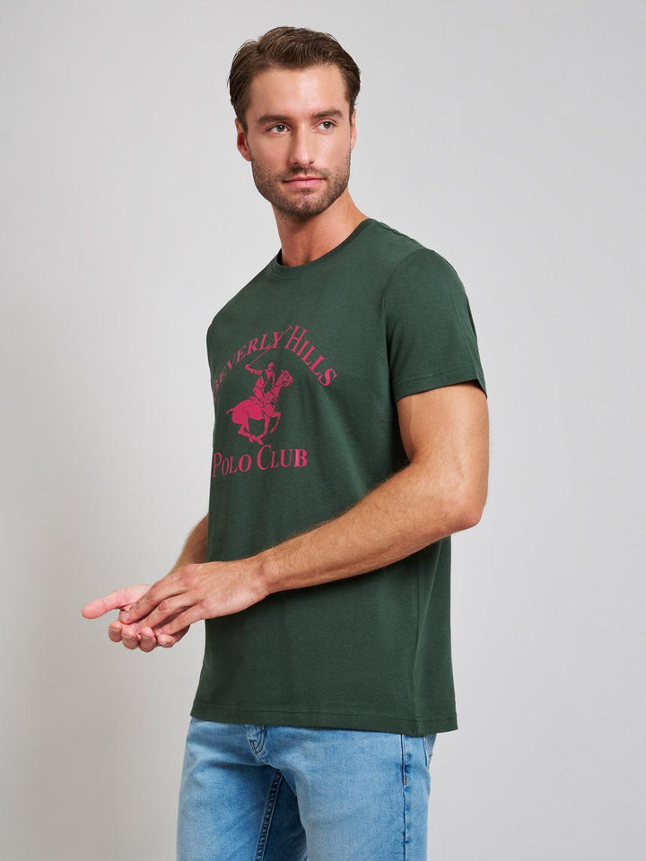 Beverly Hills Polo Club UK-ICON PRINT MODERN SLIM FIT T-SHIRT DARK FOREST GREEN