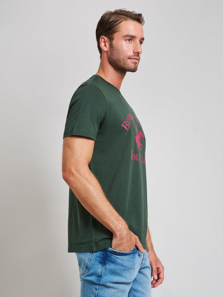 Beverly Hills Polo Club UK-ICON PRINT MODERN SLIM FIT T-SHIRT DARK FOREST GREEN