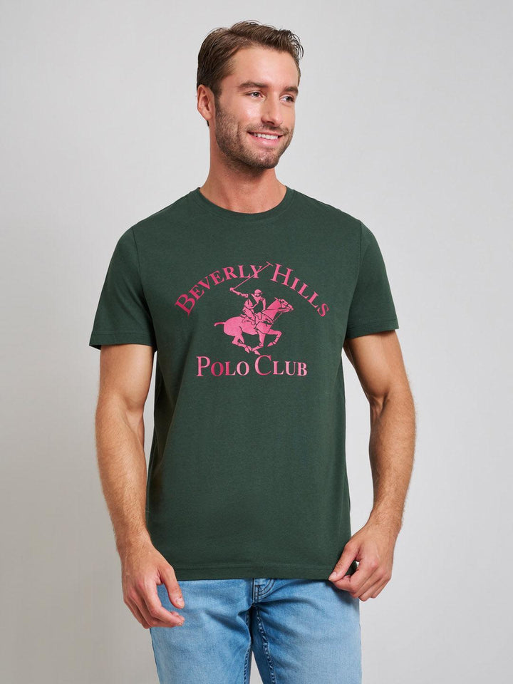 Beverly Hills Polo Club UK-ICON PRINT MODERN SLIM FIT T-SHIRT DARK FOREST GREEN