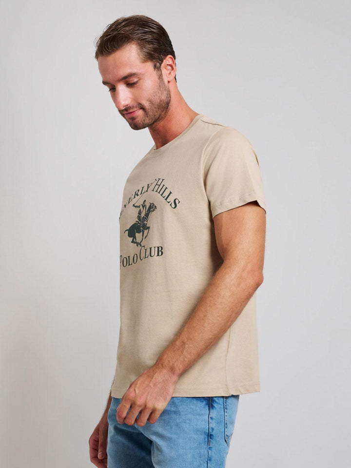 Beverly Hills Polo Club UK-ICON PRINT MODERN SLIM FIT T-SHIRT DESERT SAND