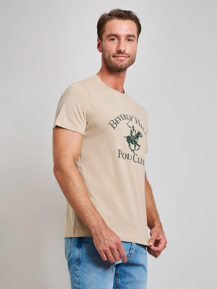 Beverly Hills Polo Club UK-ICON PRINT MODERN SLIM FIT T-SHIRT DESERT SAND
