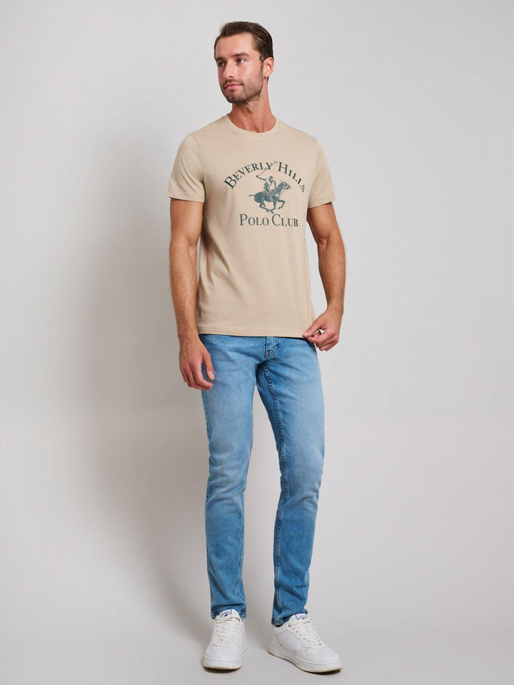 Beverly Hills Polo Club UK-ICON PRINT MODERN SLIM FIT T-SHIRT DESERT SAND