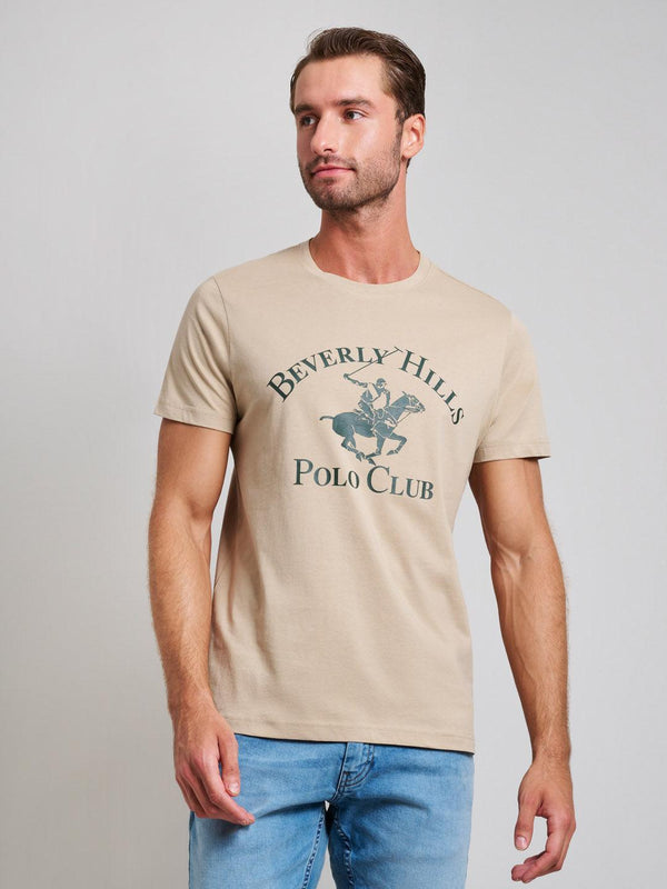 Beverly Hills Polo Club UK-ICON PRINT MODERN SLIM FIT T-SHIRT DESERT SAND