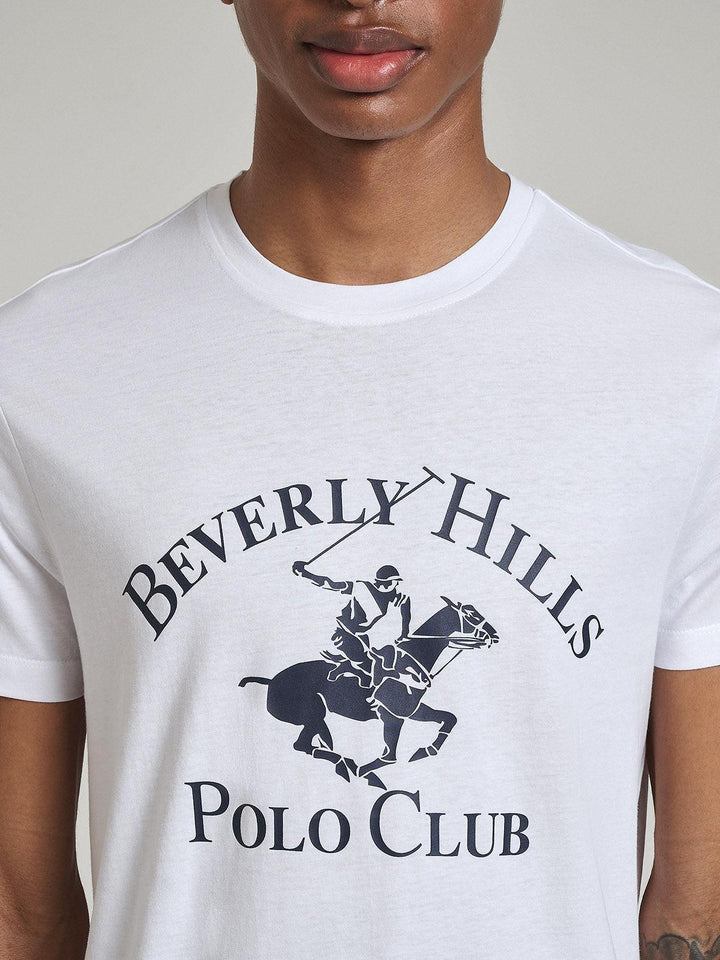 Beverly Hills Polo Club UK-ICON PRINT MODERN SLIM FIT T-SHIRT GHOST WHITE