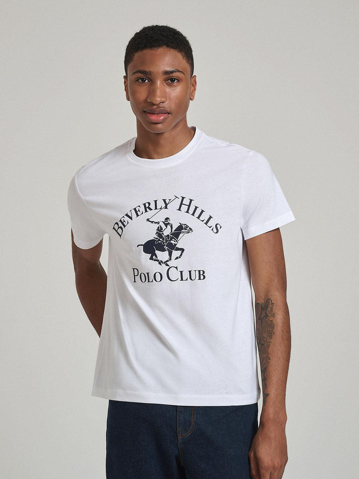 Beverly Hills Polo Club UK-ICON PRINT MODERN SLIM FIT T-SHIRT GHOST WHITE