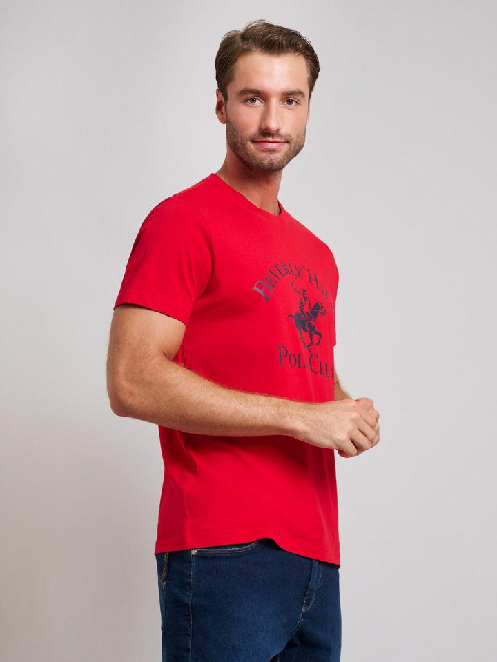 Beverly Hills Polo Club UK-ICON PRINT MODERN SLIM FIT T-SHIRT TEAM RED
