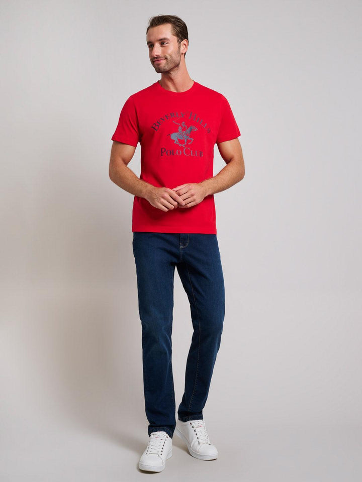 Beverly Hills Polo Club UK-ICON PRINT MODERN SLIM FIT T-SHIRT TEAM RED