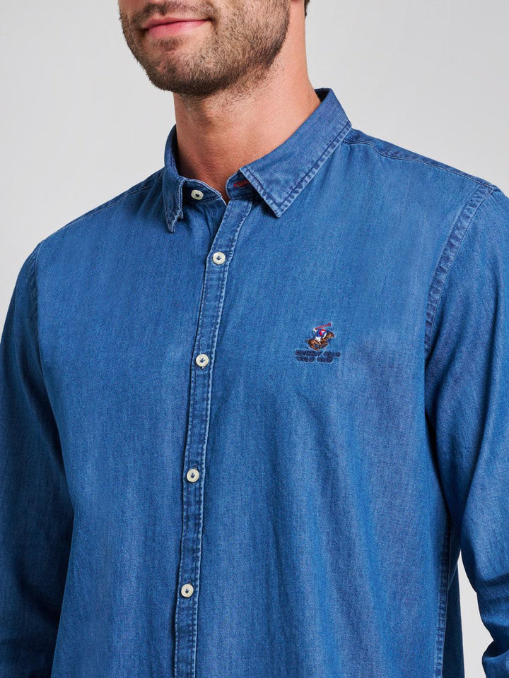 Beverly Hills Polo Club UK-INDIGO DENIM SHIRT DARK WASH