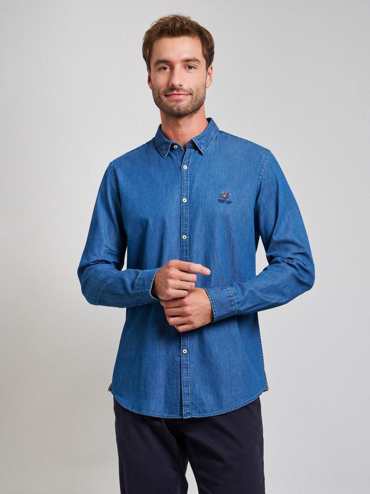 Beverly Hills Polo Club UK-INDIGO DENIM SHIRT DARK WASH
