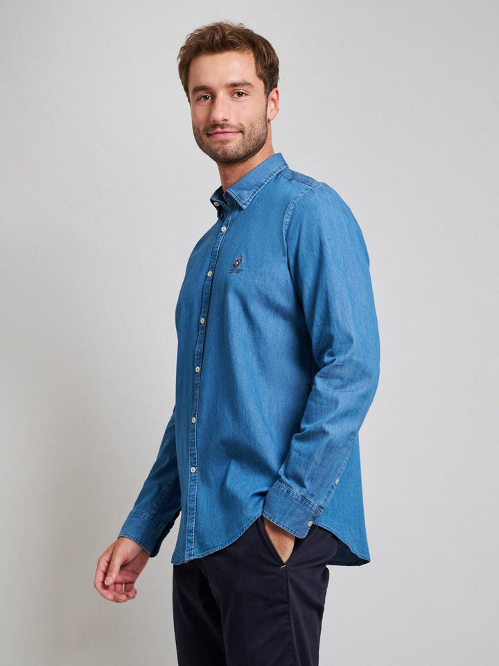 Beverly Hills Polo Club UK-INDIGO DENIM SHIRT MID WASH
