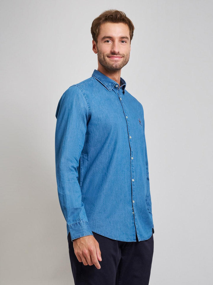 Beverly Hills Polo Club UK-INDIGO DENIM SHIRT MID WASH