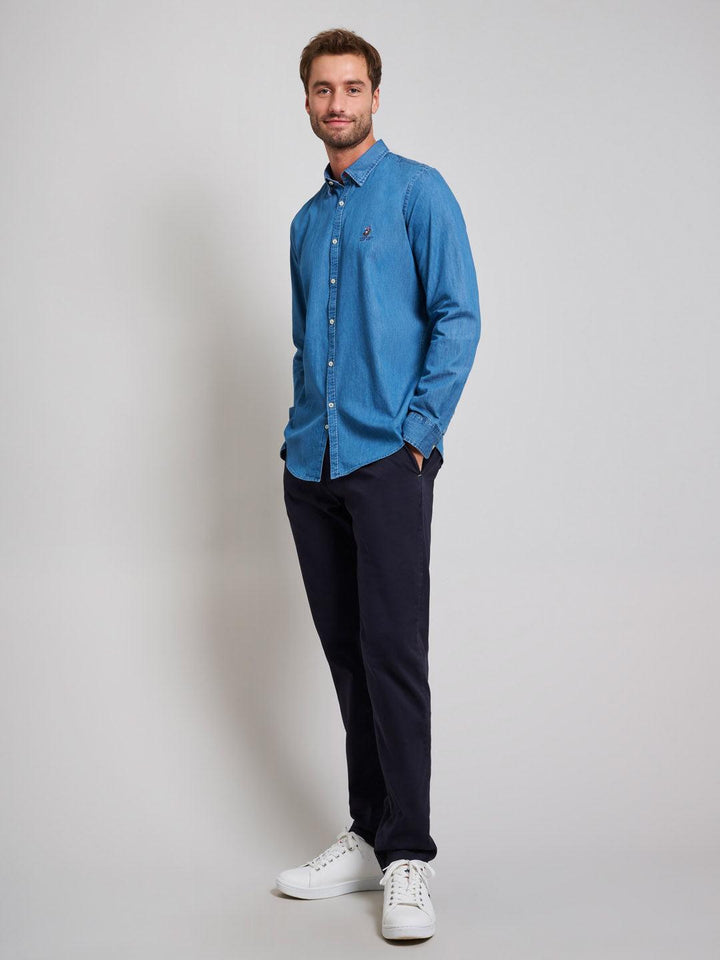 Beverly Hills Polo Club UK-INDIGO DENIM SHIRT MID WASH
