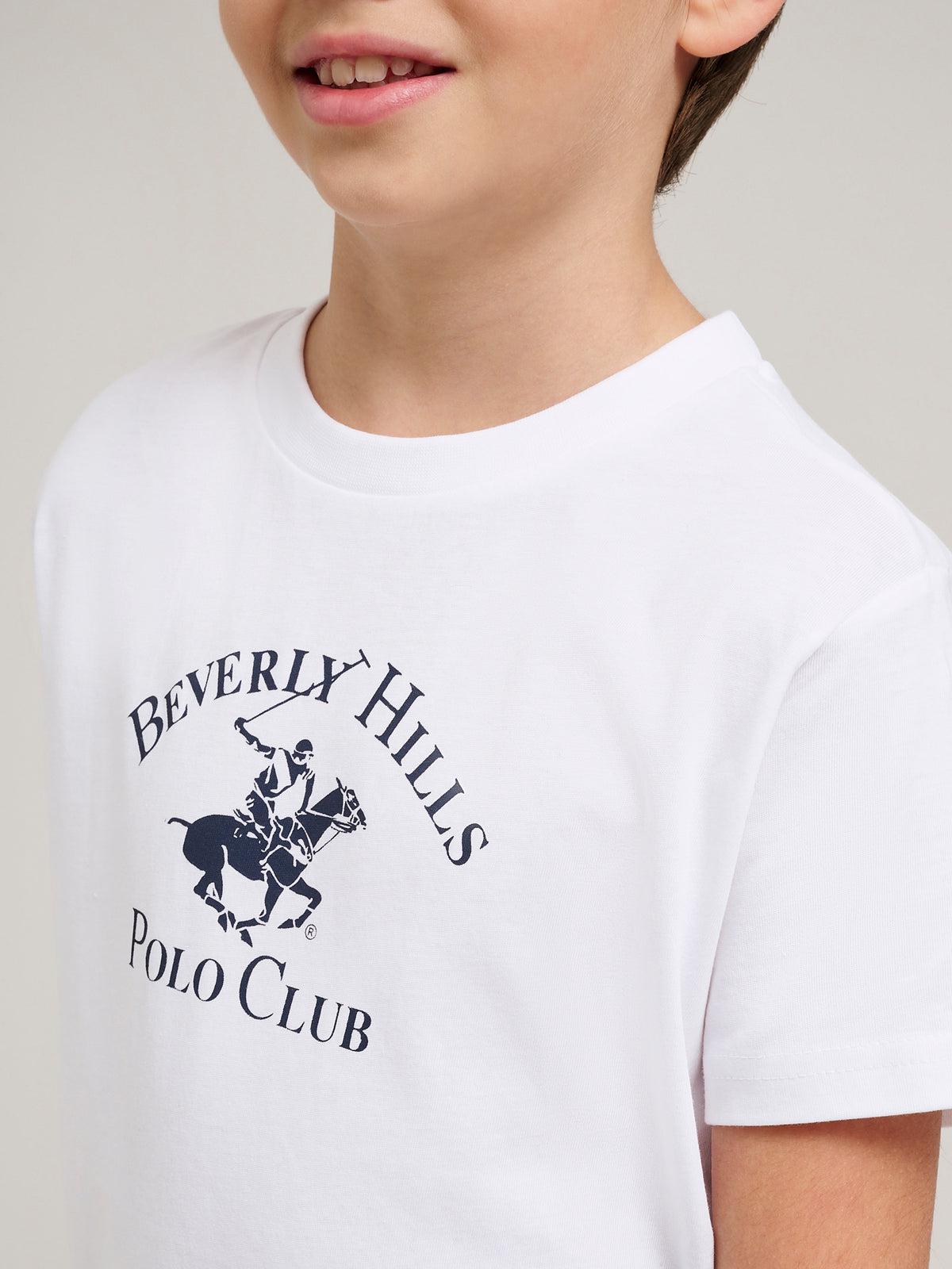 JUNIOR ICON POLO PONY T SHIRT WHITE BEVERLY HILLS POLO CLUB