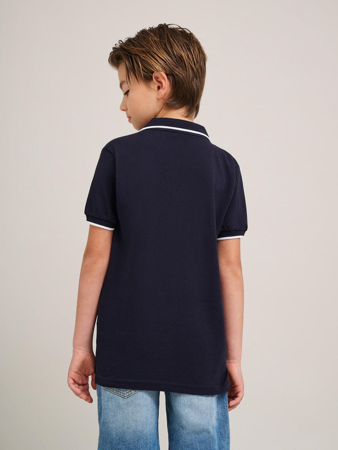 Beverly Hills Polo Club UK-JUNIOR TIPPED POLO PONY POLO SHIRT NAVY