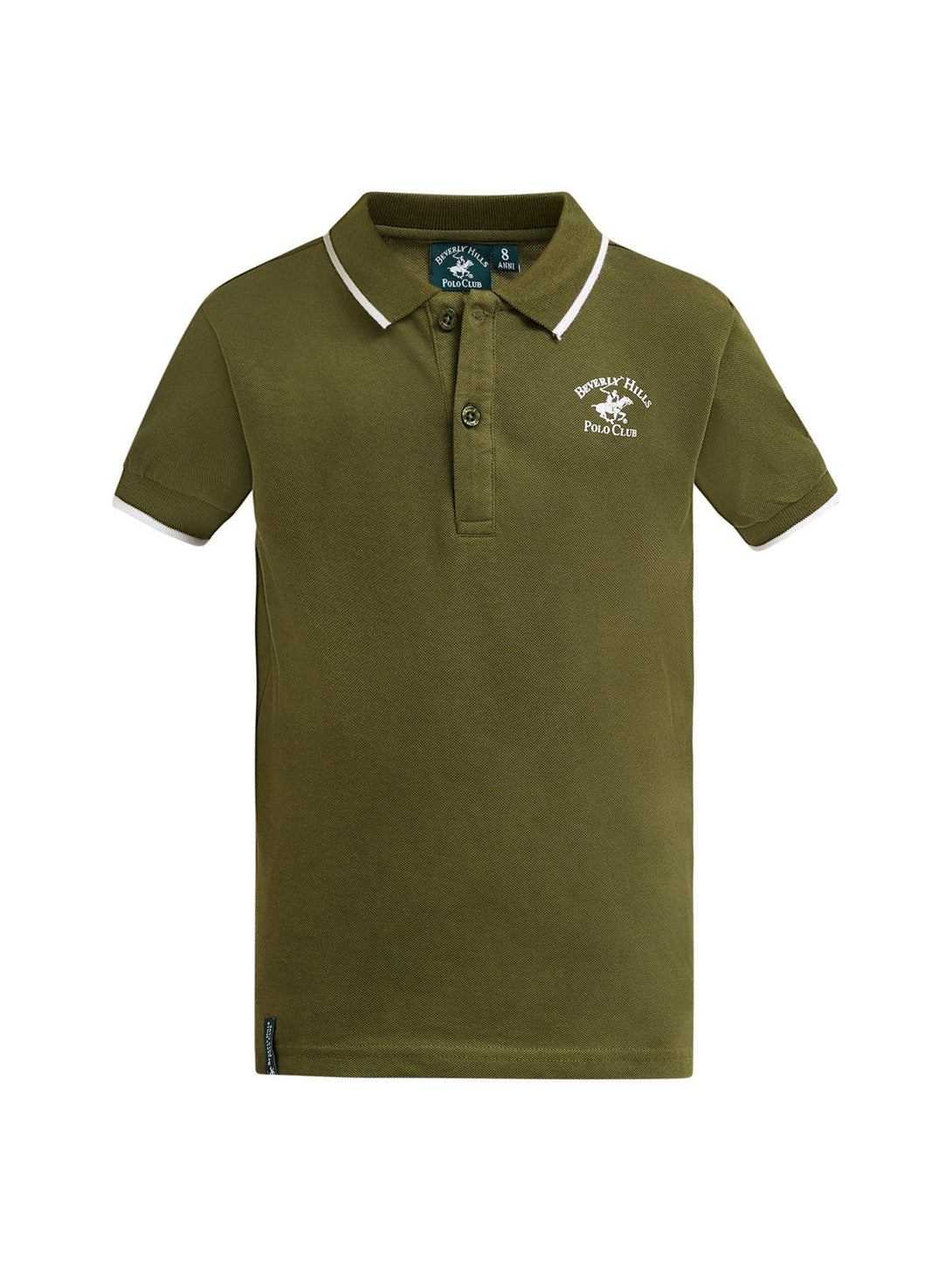 Beverly Hills Polo Club UK-JUNIOR TIPPED POLO PONY POLO SHIRT OLIVE