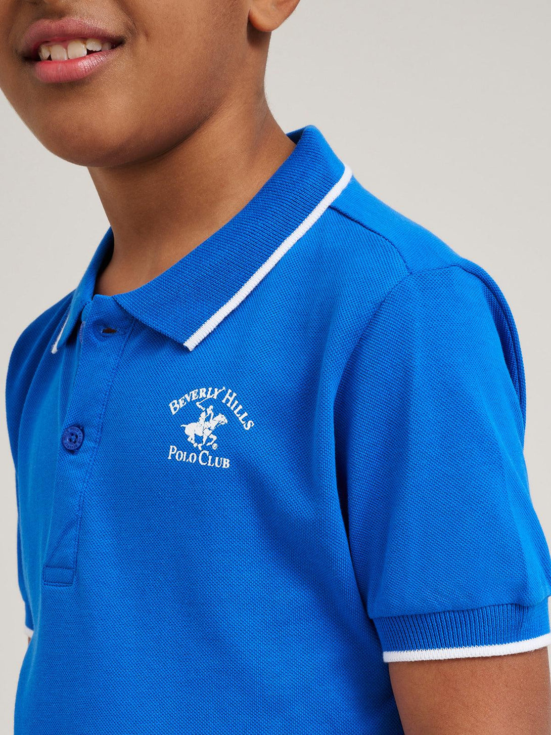 Beverly Hills Polo Club UK-JUNIOR TIPPED POLO PONY POLO SHIRT ROYAL