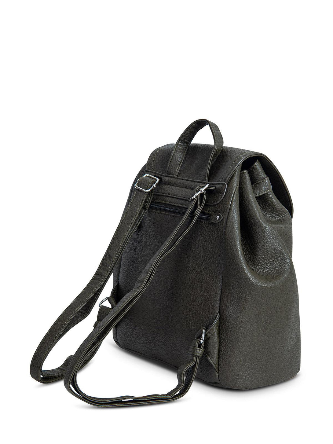 Beverly Hills Polo Club UK-LEATHER LOOK BUCKLED BACKPACK GREEN