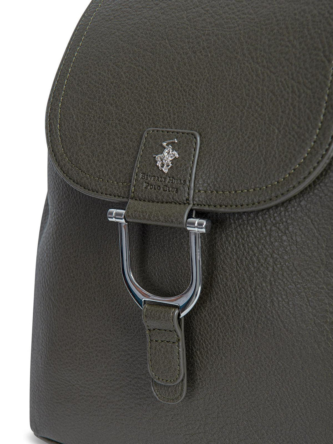 Beverly Hills Polo Club UK-LEATHER LOOK BUCKLED BACKPACK GREEN