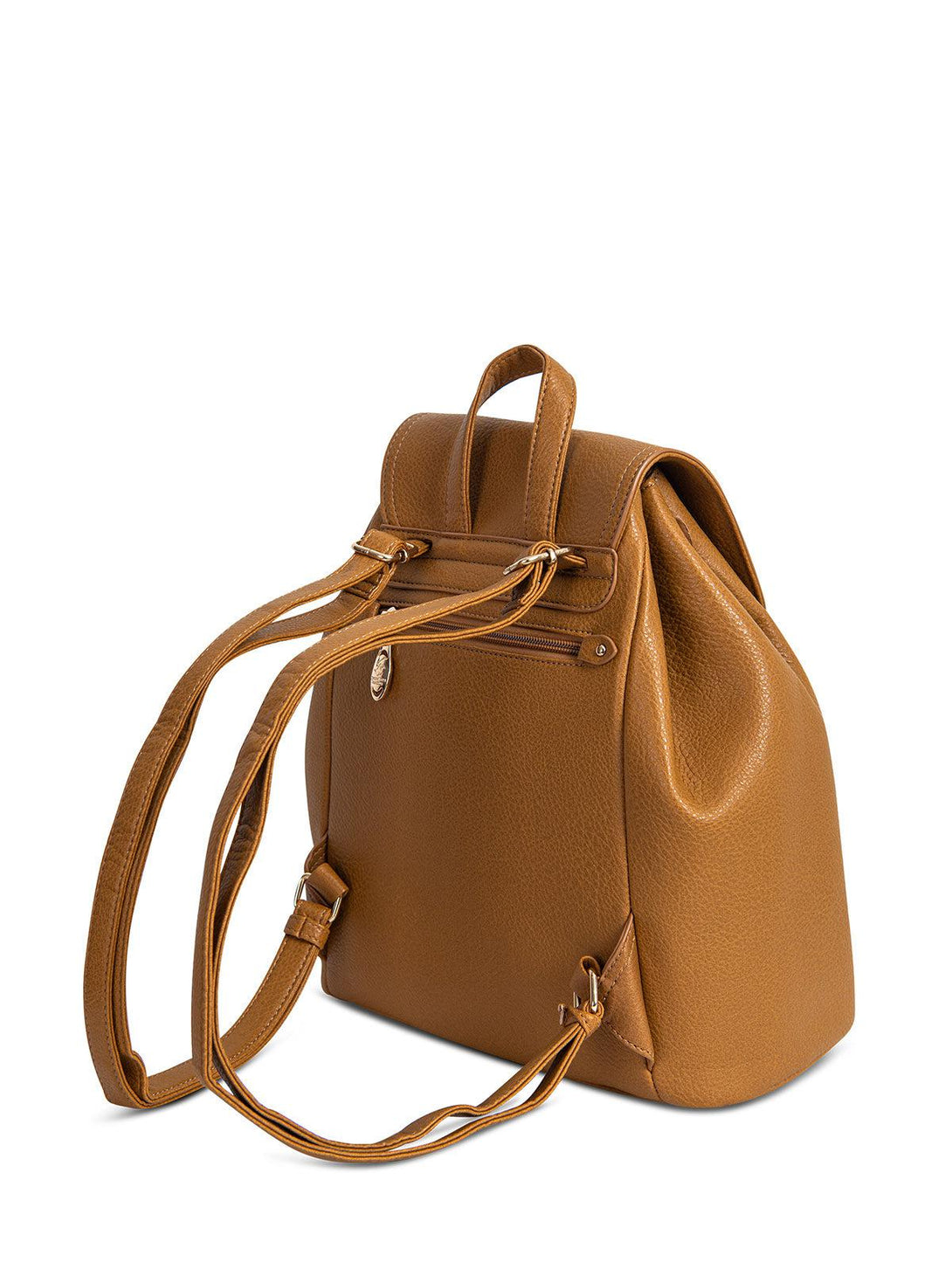 Beverly Hills Polo Club UK-LEATHER LOOK BUCKLED BACKPACK MUSTARD