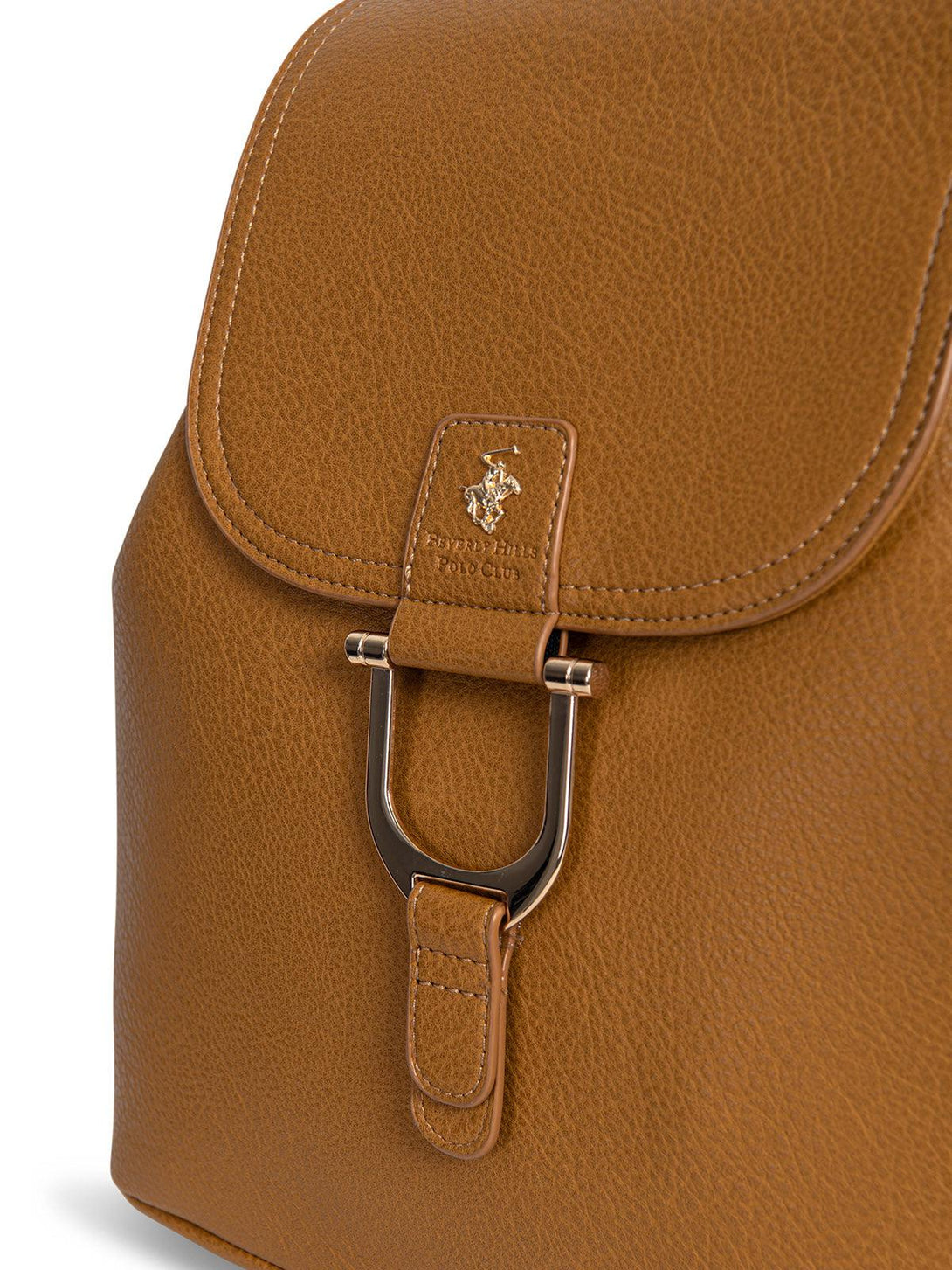 Beverly Hills Polo Club UK-LEATHER LOOK BUCKLED BACKPACK MUSTARD