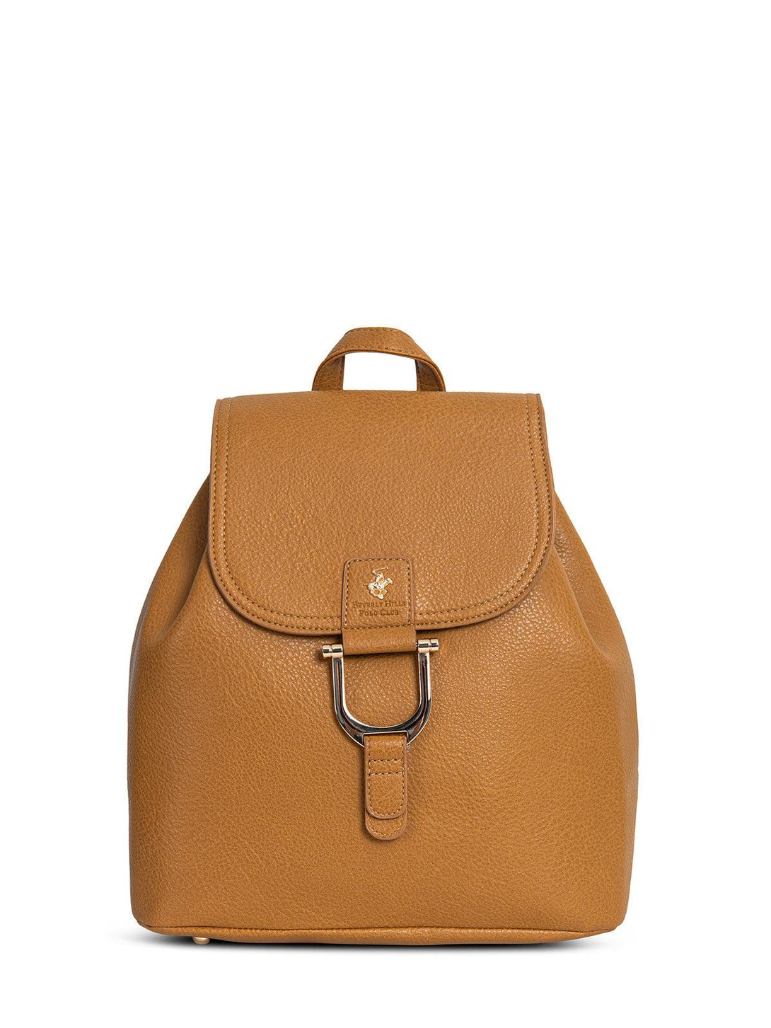 Beverly Hills Polo Club UK-LEATHER LOOK BUCKLED BACKPACK MUSTARD